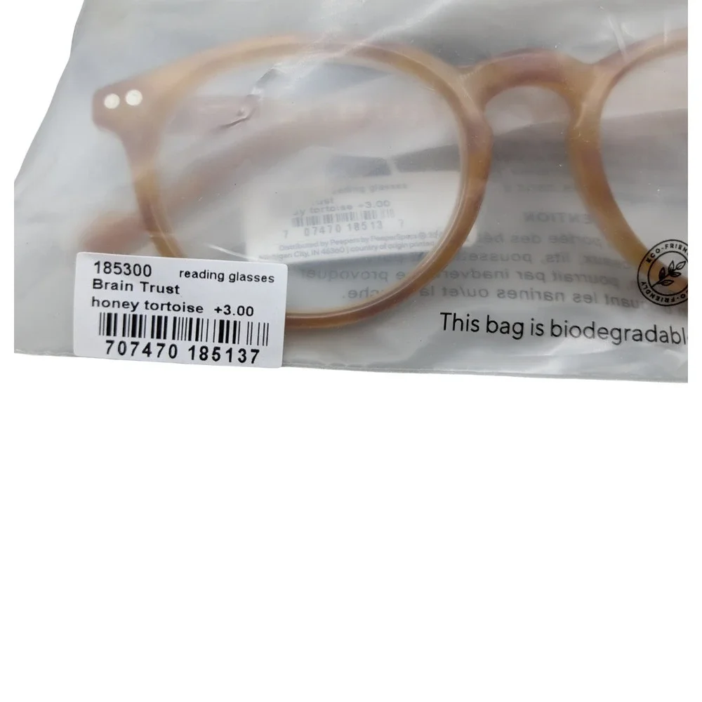 Peepers‎ Brain Trust Honey Tortoise Reading Glasses +3.00 Round Retro 185300